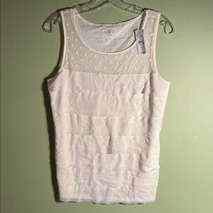 LOFT White Textured Tank Top